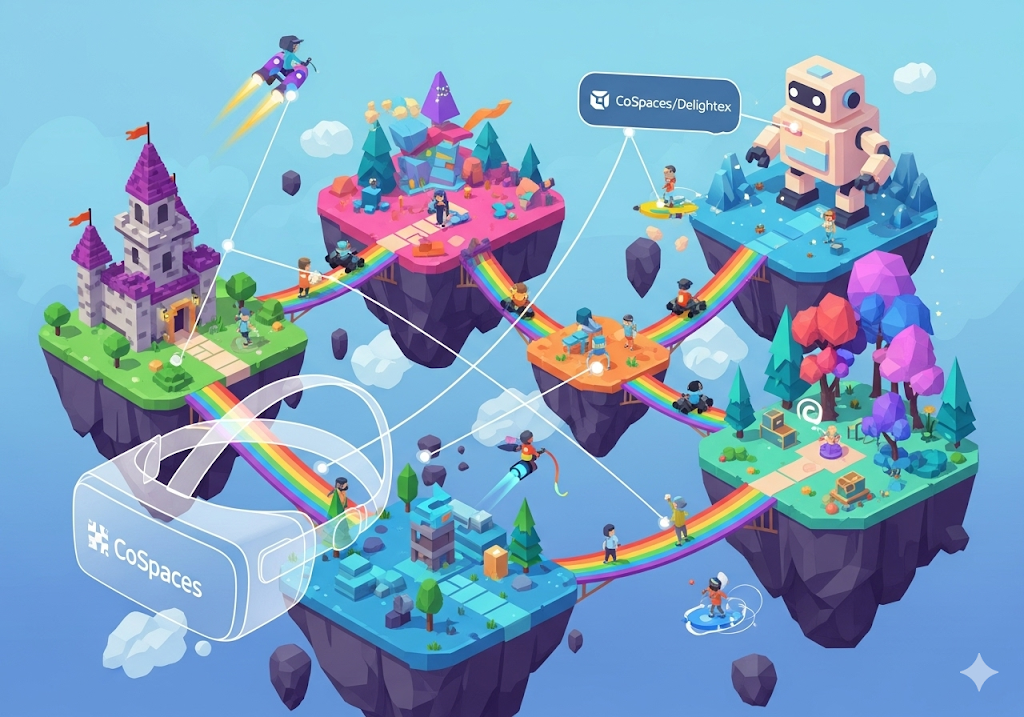 Screenshot of CoSpaces 3D and VR creation interface